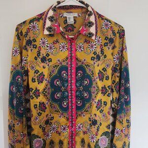 Rachel Zoe Button down Long Sleeve Paisely Blouse